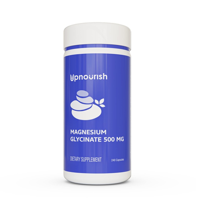 UpNourish- Magnesio Glicinato Quelato 500mg Cápsulas Magnesio Quelado Altamente Absorbible