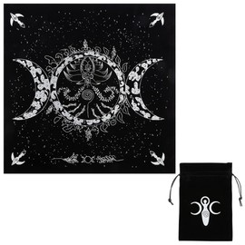 craspire Altar Cloth Tarot Cards Table Witchcraft Triple Moon Goddess Tablecloth Age Holy Table Cover Spiritual Spell Witch Tarot Accessories