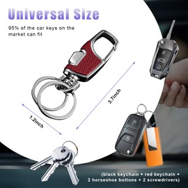 Sylvil Heavy Duty Key Chain, Car Key Chain with D Ring and A Screwdriver, Click Release Keychain Organizer for Men Women (Black+Red)