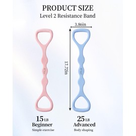 DAWZMR 2 PCS Figure 8 Resistance Bands for Women, 15 Lbs & 25 Lbs Keep Resistance Band with Non-Slip Handles for Arms Back Chest & Shoulder