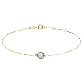 Lucardi - Women's Bracelet 585 Yellow Gold with Birthstone Pendant April - Bracelet - 585 Gold - Yellow Gold - 18.50 cm - Nickel Free, 585 gold, Birthstone