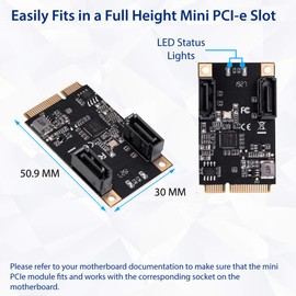 IO CREST M.2 22x42 PCIe Interface to 2 Port SATA III Expansion Card Jmicro JMB582 Chipset, Add Two SATA 3.0 Ports to Any M.2 M-Key Slot SI-MPE40150