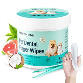 Dog & Cat Teeth Cleaning Wipes Tooth Brushing Kit by Remove Plaque and Tartar & Freshens Breath Buildup No-Rinse Dog Finger Toothbrush