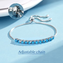 CACESTONE Tennis Bracelet Sterling Silver Adjustable Bolo Bracelet Anniversary Birthday Gifts for Women Wife Mom Her