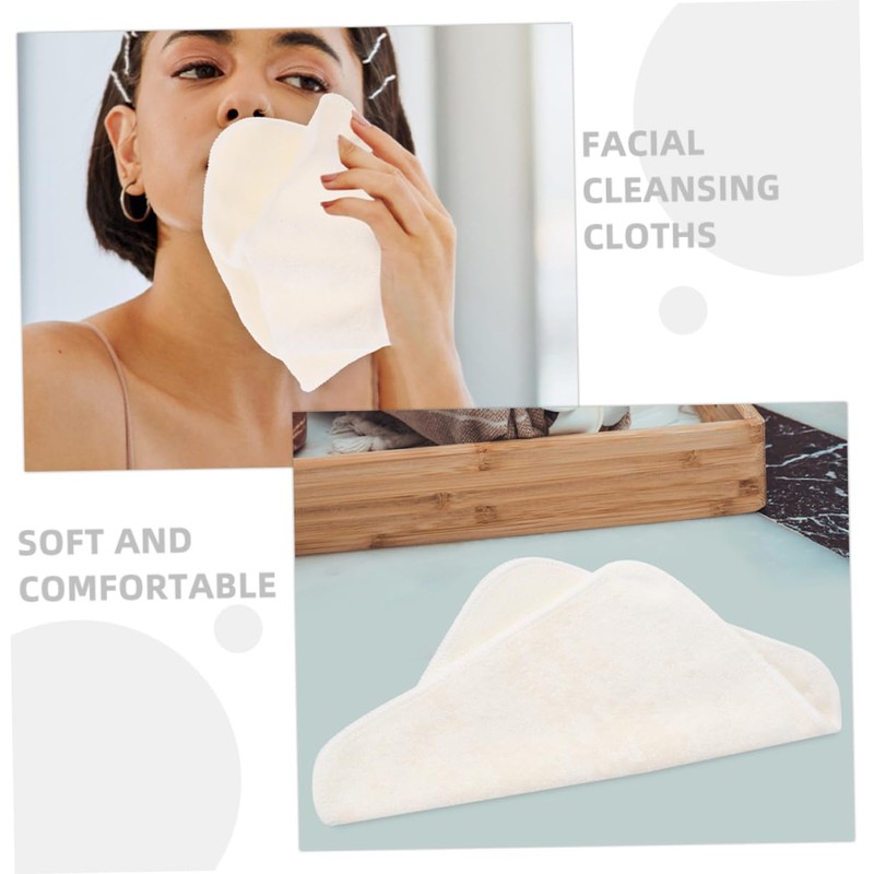 Baluue 6pcs Bamboo Fiber Face Washcloths Reusable Gentle Towels for