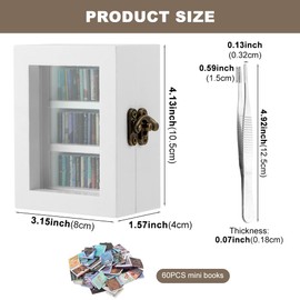 Anxiety Bookshelf, Stress Relief Miniature Bookshelf Shake Away Your Anxiety Boo-k Shelfs Ornament Wooden Mini Boo-k Library with Tweezer, for B-ook Lovers Home Room Office Decor(COLOR:white)