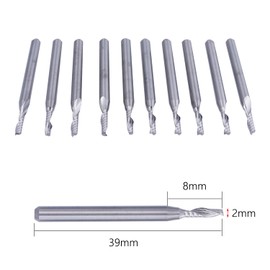 Gasea 10Pcs 2mm Cutting Edge Single Flute Carbide End Mill CNC Rotary Burrs Set, 1/8" Shank Milling Cutter Bits for MDF Acrylic PVC Wood Cutting