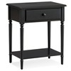 Leick Home 20022-BK Coastal Nightstand Side Table One Drawer Traditional