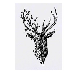 'Butterfly Stag' Temporary Tattoo - Water Resistant, Skin-Safe, Non-Toxic Transfer (TO00046208)