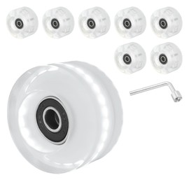 PATIKIL Roller Skate Wheels Set,8 Pack 58mm 82A Light Up Skateboard Cruiser Wheels Set with Bearings Trucks Tool Kit for Outdoor Double Row Skating, White