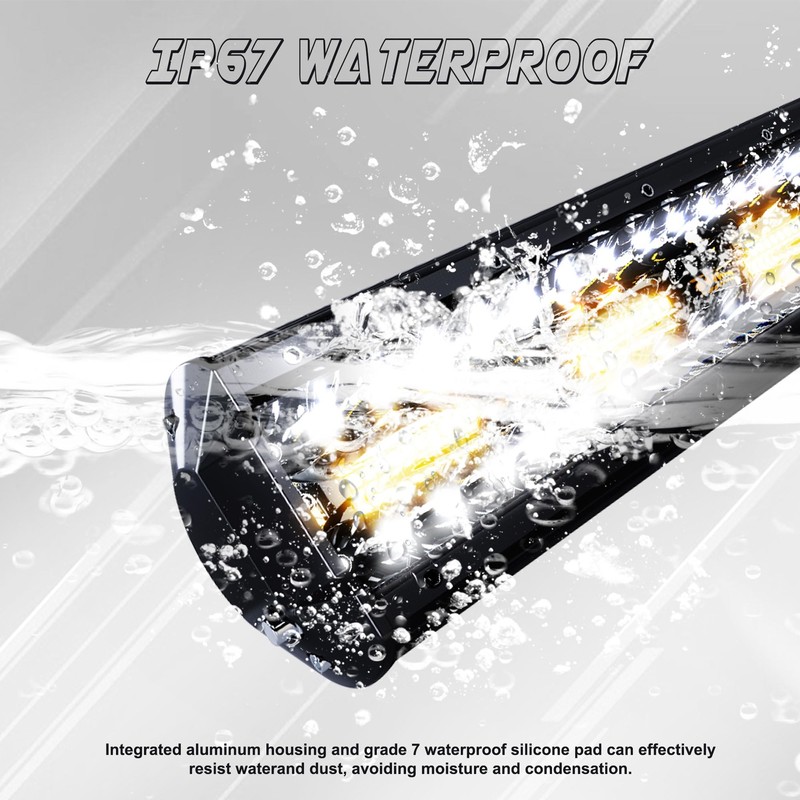 SLARY 23 Inch 144W LED Light Bar White/Amber Flasing Strobe