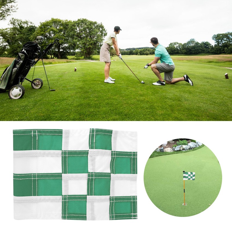 Checkered Golf Hole Pole Cup Flags Golf Backyard Practice Putting