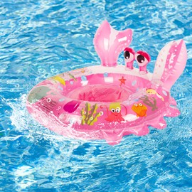 Baby Float 6-12-18-36 Months, Inflatable Baby Swim Ring with Safety Seat | Toddler Swimming Float for 1 2 3 Year Old, Soft Padded Design, Bath & Pool Accessories(Crab - Pink)