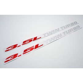 2Pc 3.5L Twin Turbo Vinyl Decal Side Hood Stikcer Nameplate (Red Silver)