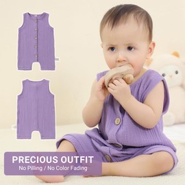 HAHASHOW Baby Bodysuit Romper Unisex 100% Cotton Short Sleeve Jumpsuit for Boys and Girls, 0-24 Months, purple
