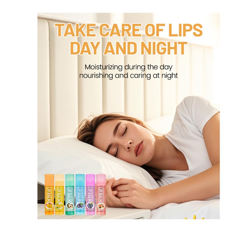 6 Pack Fruit Lip Balm Set, Moisturizing Lip Balm Sticks