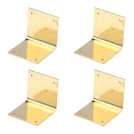 Quluxe 4 Pcs Pure Brass 90 Degree Right Angle Corner Protector Corner Braces Camphorwood Box Corner Code Antique Edge Cover- Gold (1.18"x1.18")