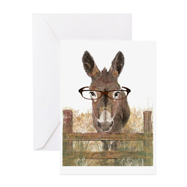 CafePress Humorous Smart Ass Donkey Painting Matte Folded Greeting Card Matte