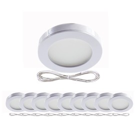 VST 12V Super Bright and Ultra-Thin Under Cabinet Lighting, Recessed or Surface Mount Dimmable Led Puck Light, Natural White,Driver not Included (10pack, White-4000K)