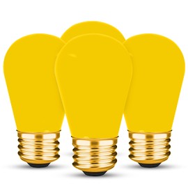 OHLECTRIC S14 Ceramic Yellow String Light Bulbs with E26 Base | 11W Dimmable Colored Bulbs | 130V Sign Light Bulbs, Suitable for String Light | 4-Pack
