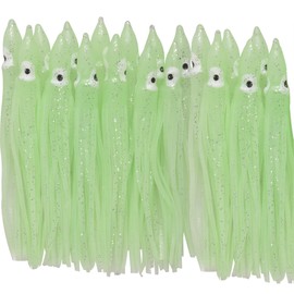 20pcs Octopus Skirts Saltwater Soft Plastic Lure Fishing Squid Silicone Lure Bait Glow Trolling Fishing Lure Bass Fishing Tackle Accessories Length Green 7cm