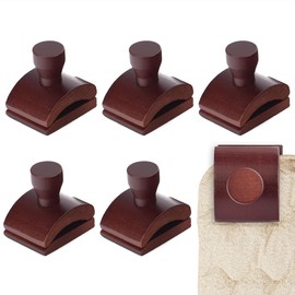 Impresa Pack of 6 Wood Quilt Wall Hanger Clips - Mahogany, Wood Extra-Wide Grip Clips for Hanging Quilts on Wall - Heavy-Duty Textile Art Holder Design - Mahogany Finish Mounts for Photo Display