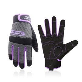 HANDLANDY Utility Work Gloves Mens & Women, Safety Mechanic Working Gloves Touch Screen, Flexible Breathable Yard Gloves (Small, Violet-Women Size)