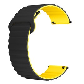 WalkerFit Magnetic Smart Watch Band, Silicone Bicolor 20mm Replacement Straps, Black&Yellow