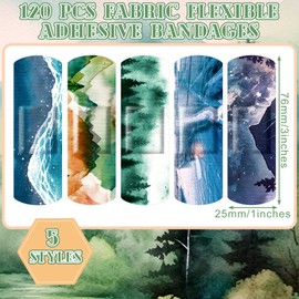 Threlaco 120 Pcs Fabric Flexible Adhesive Bandages Bulk Assorted Floral Tie Dye Self Adhesive Fabric Strip with Non Stick Pad 3 x 1 Inch Small Bandages for Women Wound First Aid (Vintage)