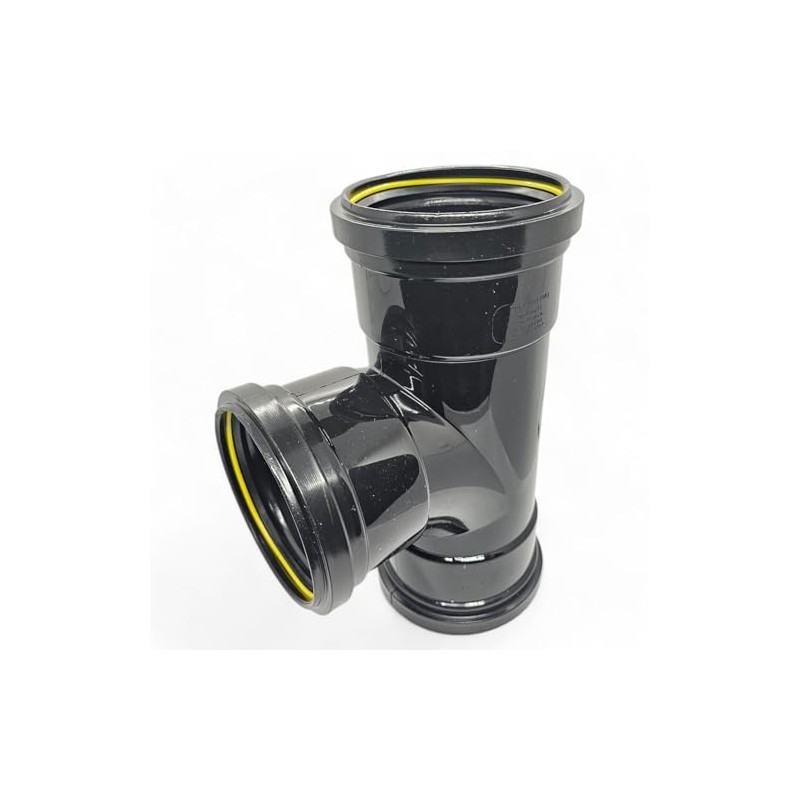 Duraplast UK™ Black 110mm (4 Inch) Soil Pushfit Tee 90