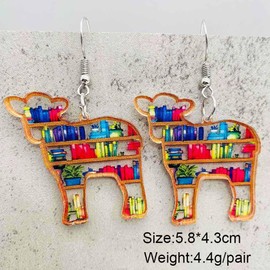 twinkle eye Book Earrings for Women Fram Cow Bookshelf Dangle Earrings Teacher Earrings Heart Library Earrings Funny Acrylic Earrings for Book Lovers Book Stack Teacher Appreciation Gifts