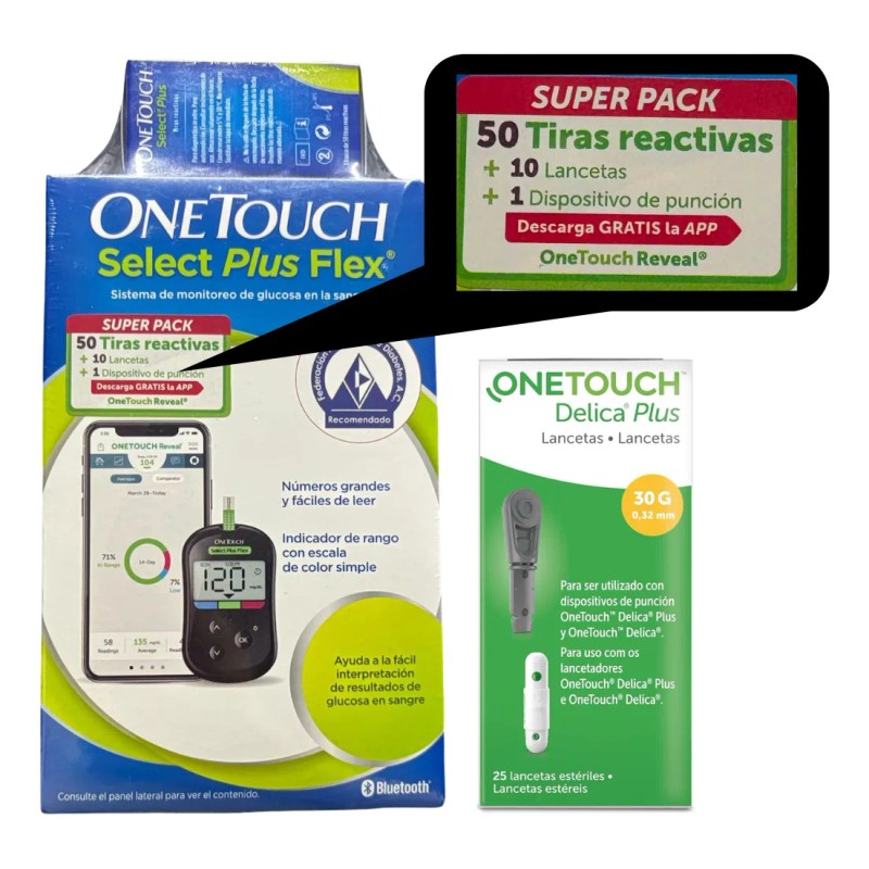 Kit 50 Tiras One Touch +35 Lancetas+lancetador+glucometro