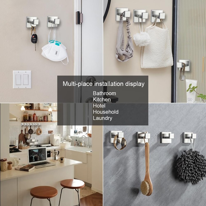 Hiuqixe 4 Pack Bathroom Towel Hook Brushed Nickel, Wall Mount