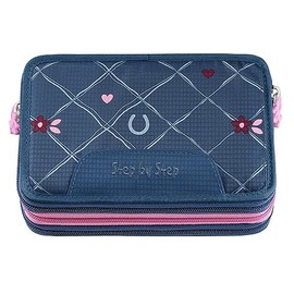 Step by Step Horse Lima XXL Pencil Case Blue Pink 43 Pieces Pre-loaded with Writing Utensils for 1st to 4th Grade