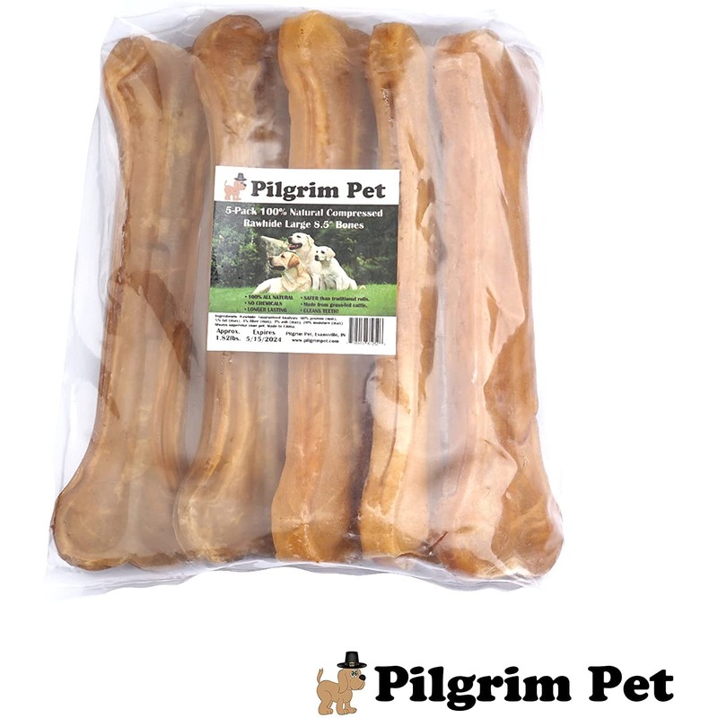 Pilgrim Pet Dog Bones Long Lasting 5-Pack – Natural Compressed