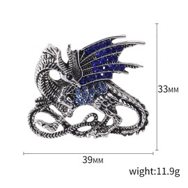 Vintage Dragon Brooch Pin Crystal Rhinestone Medieval Animal Pins Clip Lapel Scarves Sweater Jackets Dress Clothing Brooches Pins Punk Jewelry Gifts for Women Girls Men Accessories