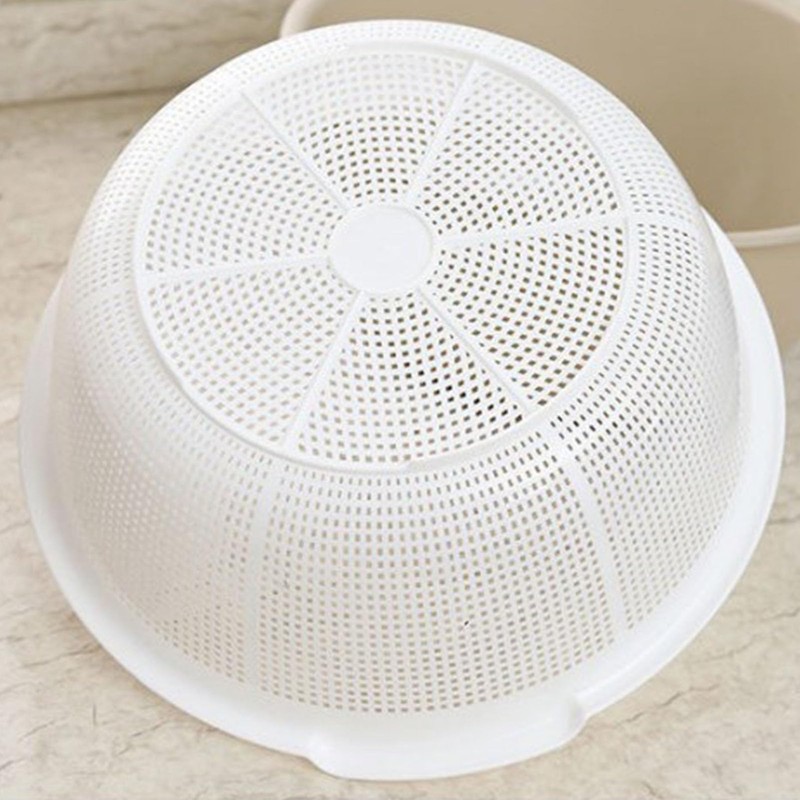 HAOHIZE Plastic Colander, Double Layer Colanders Bowl Set Vegetable Fruit