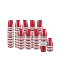 PARTY BARGAINS 2oz Plastic Shot Glasses - (240 Pack) Mini Red Disposable Plastic Shot Cups, Jello Shots, Perfect Size for Serving Condiments, Snacks, Samples and Tastings