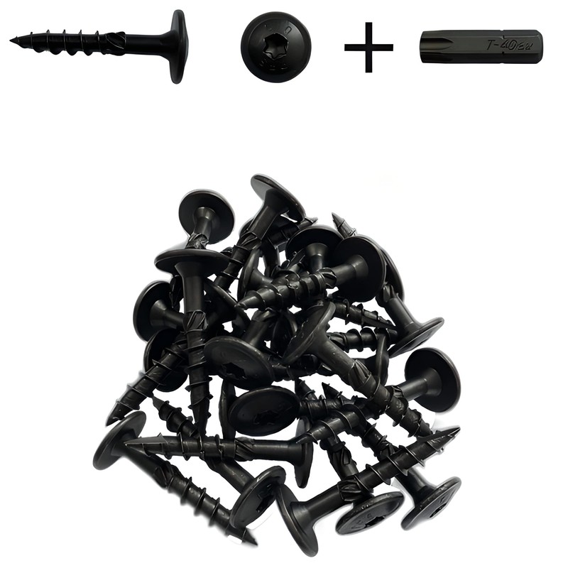 Flat Head Screws Black 8 x 80-50 Pieces Including Bit