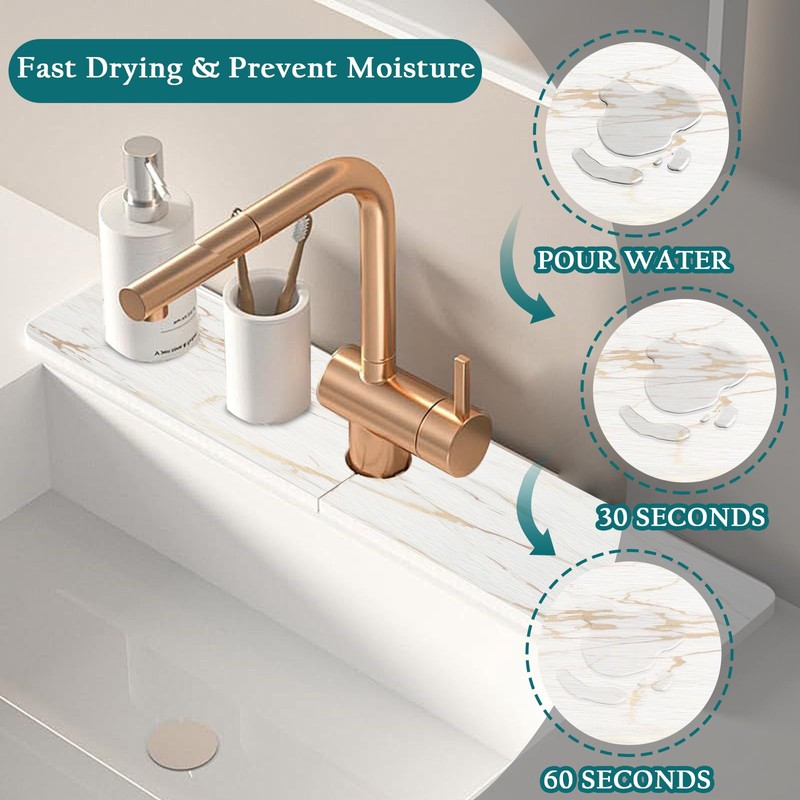 Mrcrypos Stone Faucet Mat for Kitchen Sink, 23.6" Fast Drying