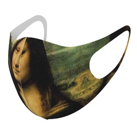 Design Mask, Set of 2, Polyester, Washable, Cloth Mask, Unisex, 011455 Mona Lisa Painting Illustration