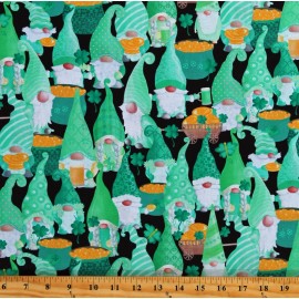 Benartex Cotton Lucky Gnomes Saint Patrick's Day Gold Fabric Print by the Yard D567.98