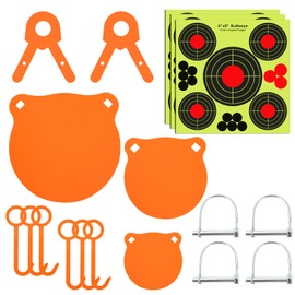 GADFISH AR500 Steel Target 3/8", Gong Target Hanging Kit, Hanging Gong Targets Set with 10 Pcs Target Papers, DIY Steel Shooting Target Kit for 1 Inch OD EMT Conduit, Sold Separately