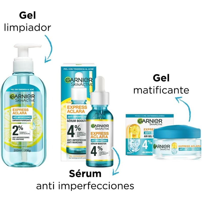 Kit Garnier rutina anti-Imperfecciones con Ácido Salicílico en 3 Pasos