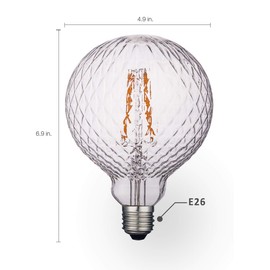 Harwez Vintage Edison LED Bulbs, Dimmable 4W Globe G125/G40, 2200K Warm White Ambient Mood Lighting for Decoration, Squirrel Cage Filament, Clear Figure Glass LED Light Bulbs, E26 Medium Base, 4 Pack