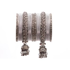 Indian Wedding Bangles Set, Bridal Bangles, Traditional Bangle Set For Women, Lightweight jewllery Bangles Bridesmaid Gift silver polished, Bandhani Bangles - Indian Bangle Bracelets for Women