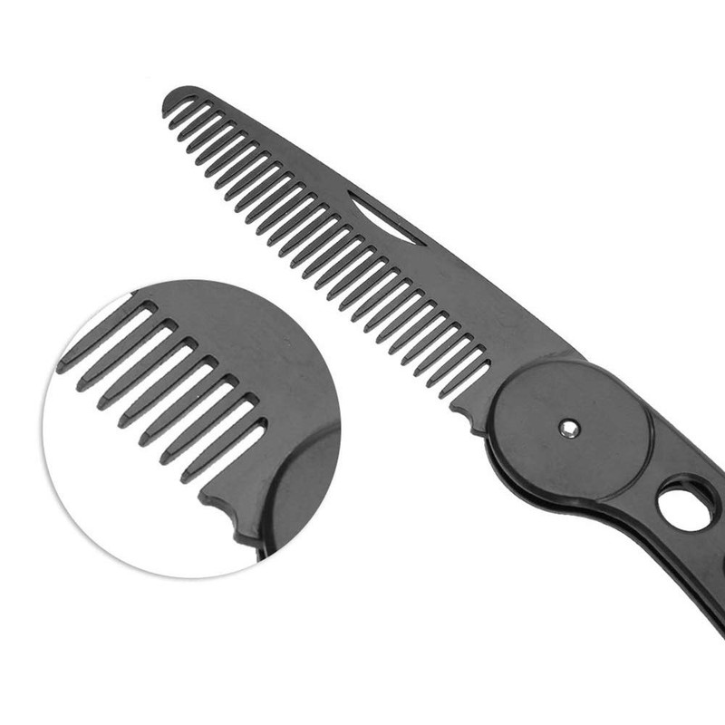 JinZeFa Stainless Steel Folding Beard Comb, Portable Multifunction Anti Static
