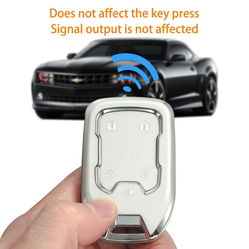 Yonmcfn for GMC Key fob Cover with Keychain/Keyring,Soft TPU 5/6
