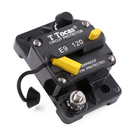 T Tocas E9 Hi-Amp 120A Amp Car Circuit Breaker with Manual Reset for Automotive Audio RV Truck Boat Solar System 12V - 48V DC | Waterproof UL Certified | Switchable