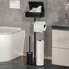 Freestanding Toilet Paper Holder with Tissue Box Storage, Black Metal